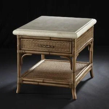 End Table With Rattan Frame